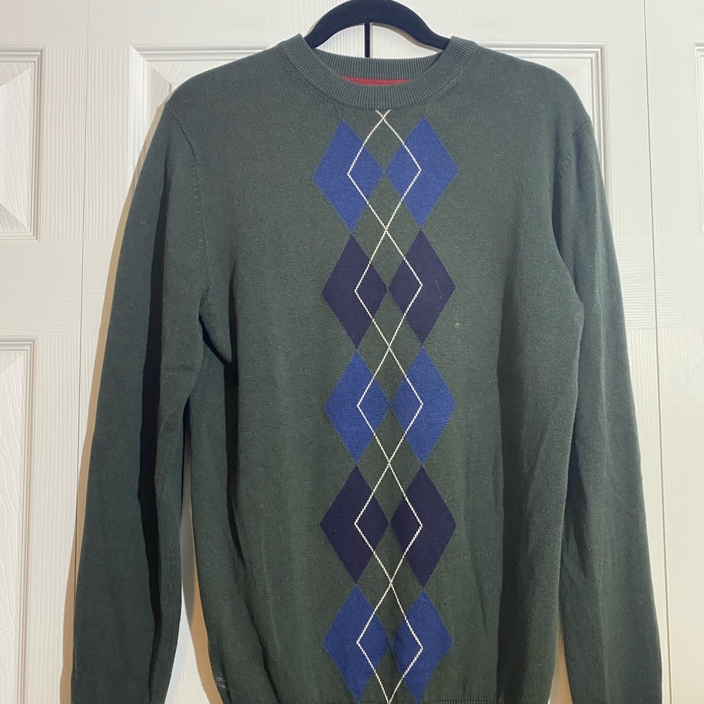 Daniel Hechter Forest Green and Navy Argyle Crewneck Sweater